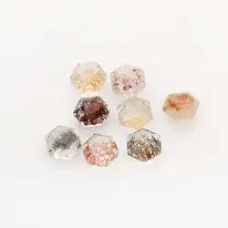 6MM Hexagon Salt and Pepper Herkimer Diamond Crystal,Cluster Crystal Quartz Faceted Stone,Ghost Phantom Crystal 4160069