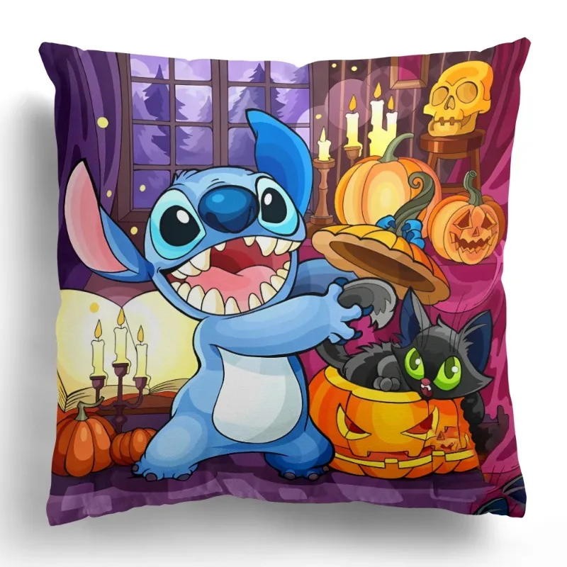 Halloween Kawaii Stitch Pillow Cover Disney Lilo and Stitch Home Living Room Sofa Cushion Cover Holiday Party Decoration Gift