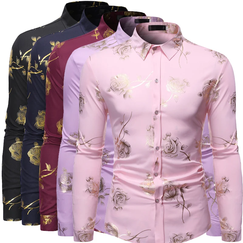 2023 New Men\'s Long Sleeve Shirt South Korea Fashion Men\'s Street Fashion Designer Print Clothes Luxury Personality Dress Men