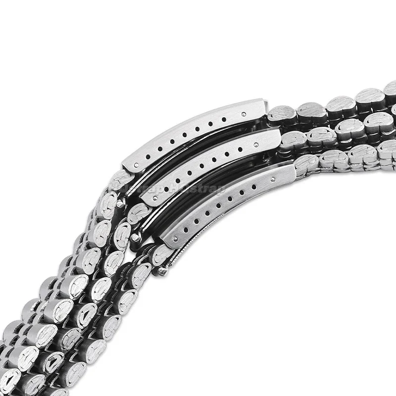 금속 시계 밴드, 스테인리스 스틸 스트랩, 솔리드 밴드, 5 개의 비즈, 시계 팔찌 교체 손목 밴드, 12mm, 14mm, 16mm, 18mm, 20mm, 22mm