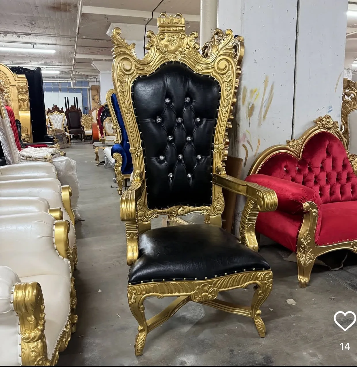FSDKX Modern Luxury High Back Gold White Royal Throne Chairs Luxury Wedding King Queen Wholesale