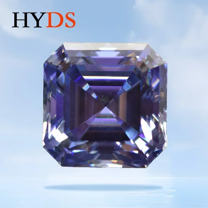 

Moissanite Stone Gemstone Lavender Color Asscher Cut Pass Diamond Tester Charms Jewelry Making Materials with GRA Certificate