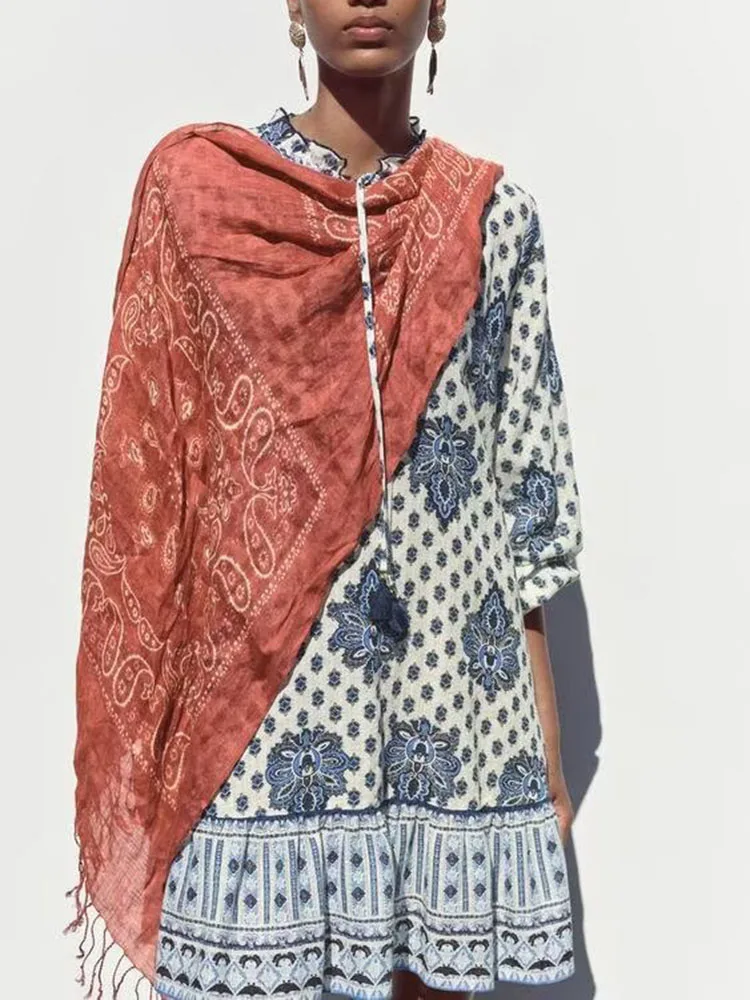 Comfortabel bedrukt lang Sve V-Ne Dr Dames Faionable Etnische Sle-kleding Zomer Nieuwe collectie 2025