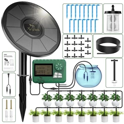 Irrigazione solare fai-da-te, con un sistema di irrigazione da giardino con tubo da 15 metri, sistema di irrigazione a goccia per serra da balcone da giardino