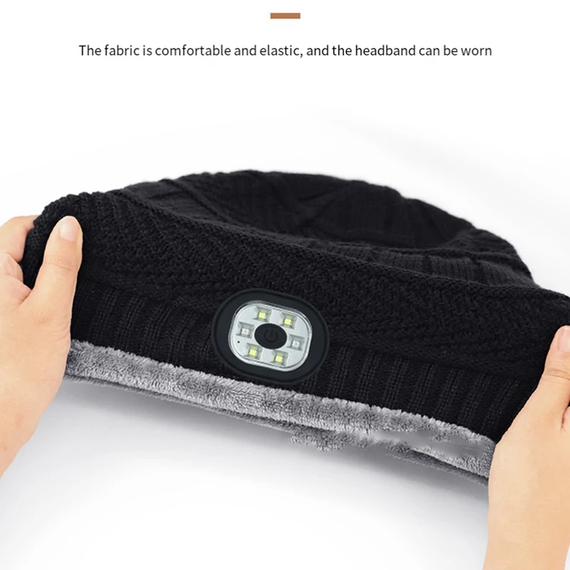 Headset Hat With Scarf Wireless Bluetooth Headphones Outdoor Sports Warm Music LED Light Stereo Earphones, Fine Workmanship