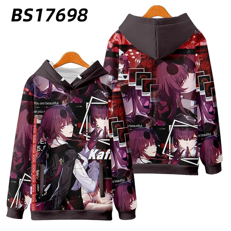 Anime Honkai Star Rail 3D Hoodie pria/wanita, jaket bertudung ritsleting rel bintang, Sweatshirt Hoodie motif ritsleting, pakaian luar