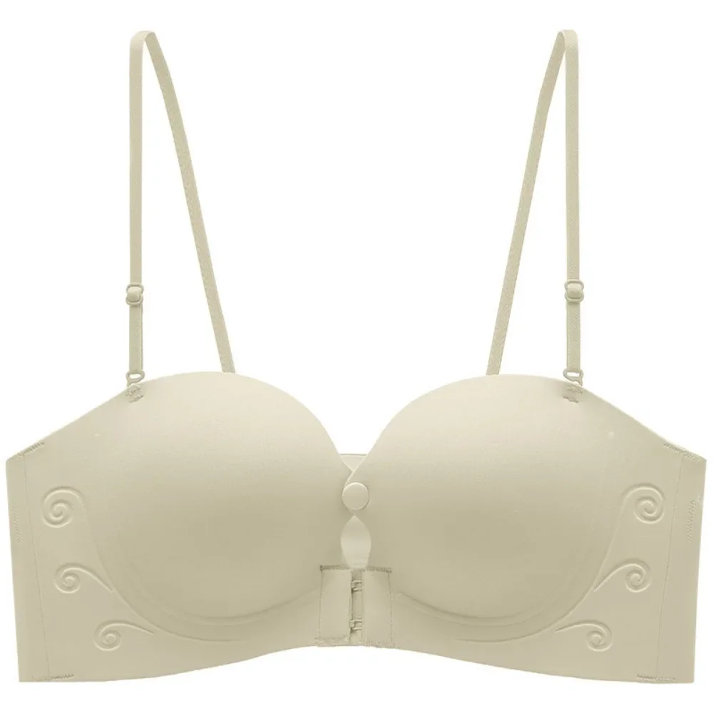 Беспроводной бюстгальтер с глубоким V-образным вырезом и запахом на груди, облегающее нижнее белье с пряжкой спереди, пуш-ап, противоударные, непровисающие, бесшовные бюстгальтеры на свадьбу