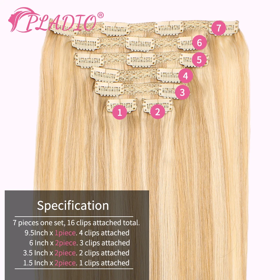 P18-60 Clip In Hair Extensions 100% Real Natural Remy Hair Extension 18"-24" Clip In HairPiece Full Head Clips On 100G