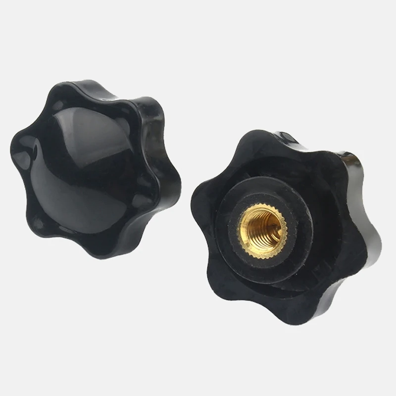 M4 M5 M6 M8 M10 M12 Clamp Knob Handle Nuts Plum Bakelite Hand Tighten Thread Star Black Manual Thumb Clamping Through Nuts