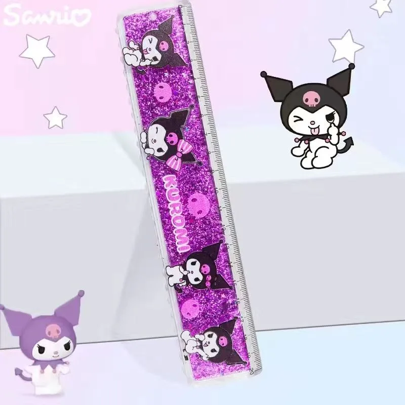 Sanrio Hello Kitty Kuromi My melody quicksand ruler kawaii creative cartoon quicksand cute high-looking student ruler stationery