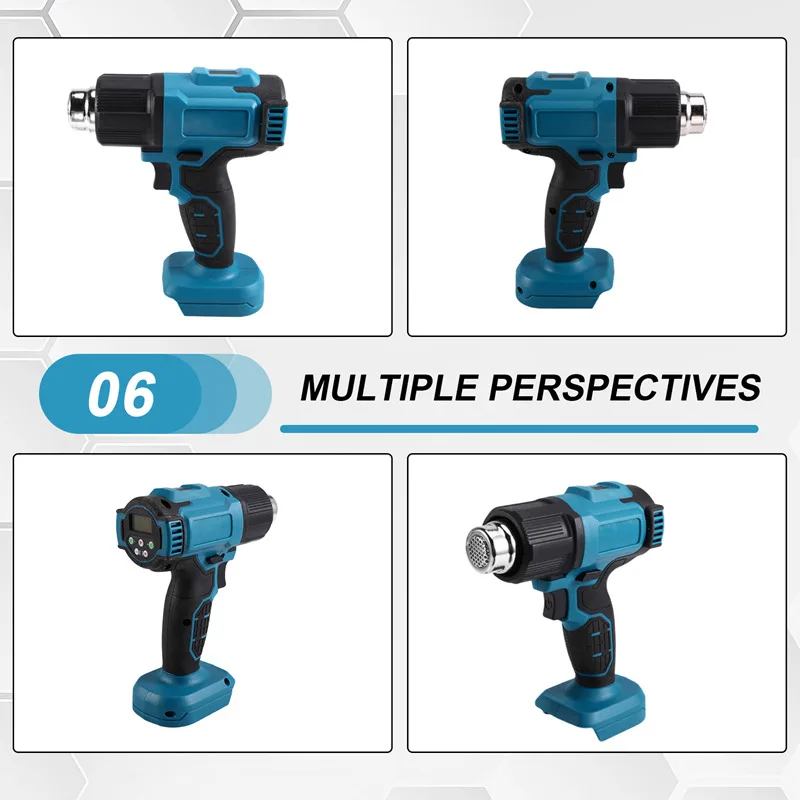 Cordless Heat Gun 540℃ Temperature Adjustment LED Display 4 Gear Wind Speed Electric Hot Air Gun For  18V Battery