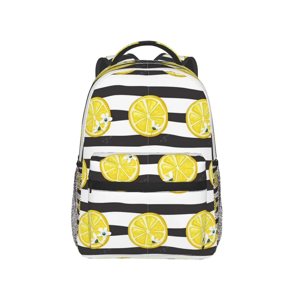 Lemon Slice On Striped Background Backpack Hot Sale Daypack Large Capacity Kids BookBag School Bag Shoulder Bags for Men Women