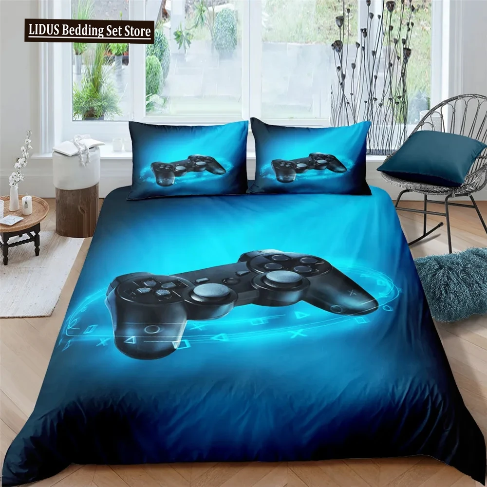 

Gamer Duvet Cover Set 3D Print Boys Playroom Black Button With Controller King Queen Size For Boys Teens Polyester Bedding Set