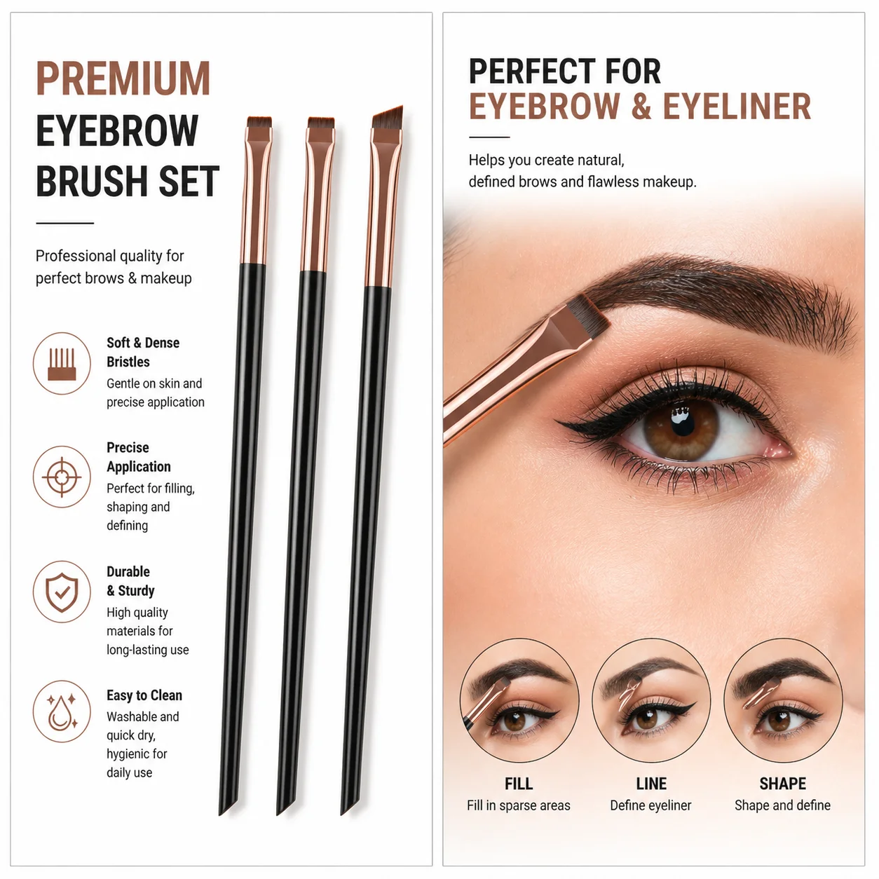 Eyeliner Brush Brow Tint Brushes Eyebrow Brushes Set Fine Angled Point Angled Slanted Tinting Ultra Thin Flat Makeup Premium Eye