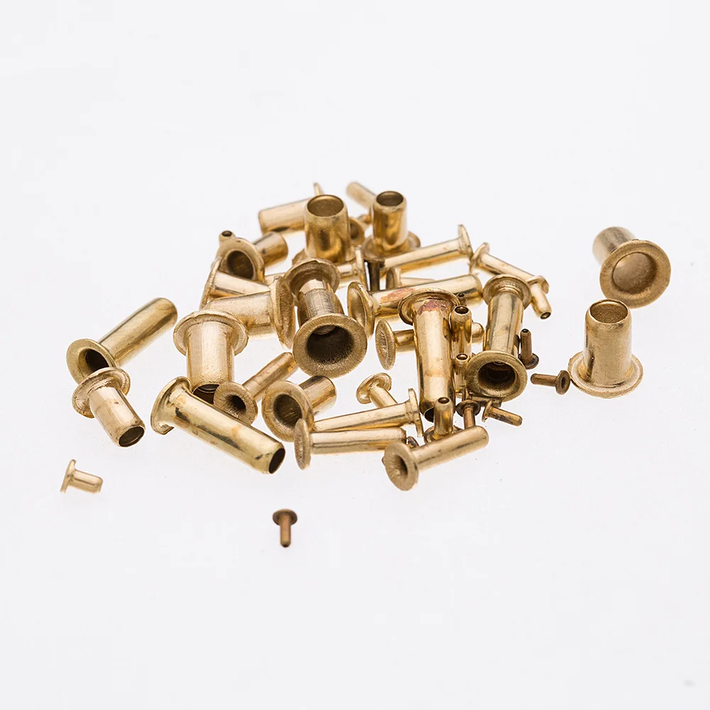 1000Pcs Brass Hollow Rivets Assortment, Through Hole Copper Rivets M0.9 M1.3 M1.5 M1.7