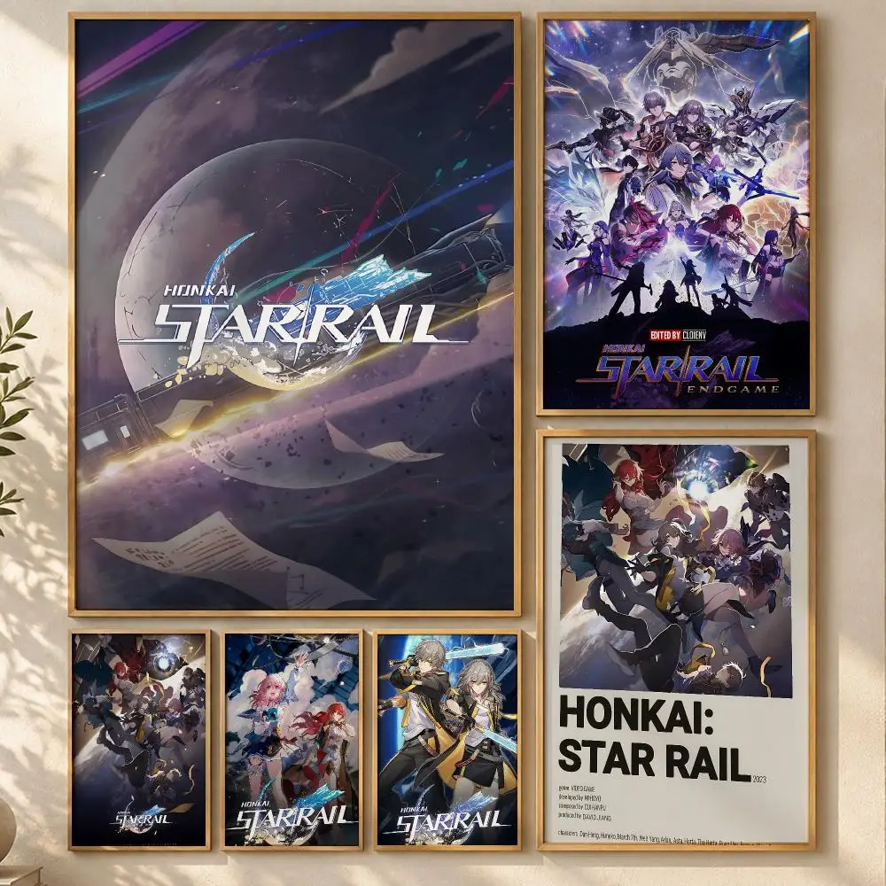 Trending Game Honkai: Star Rail Poster Art  Self-Adhesive No Glue Dorm Wall  Waterproof Coffee House Art Sticker