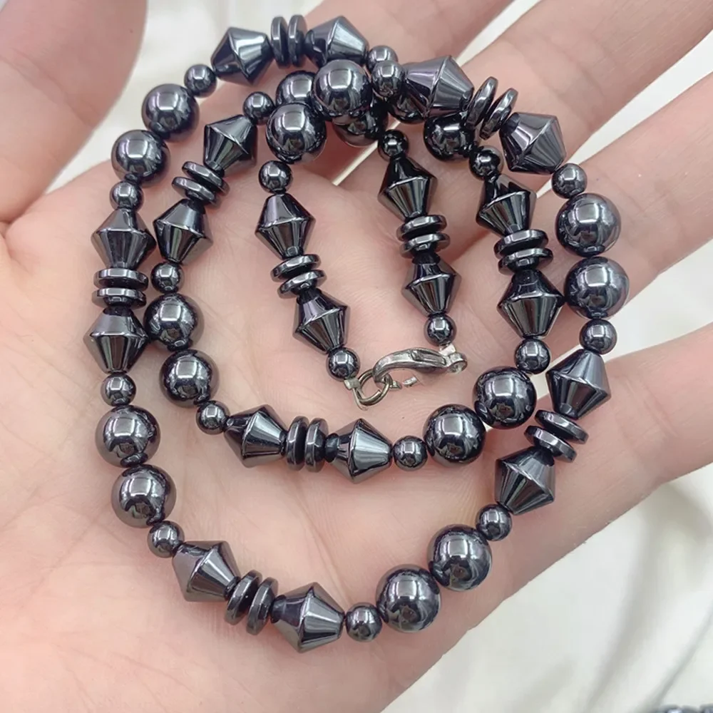 

Natural Stone Beads Hematite Healing Necklace for Men Women Therapy Relief Anxiety Yoga Choker Jewelry Accessories Gift Charm