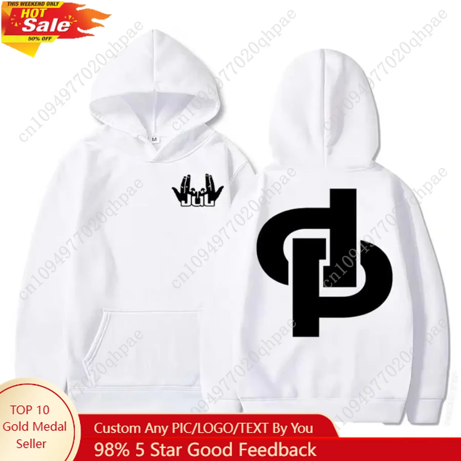 

French rapper Jul Tour 2025 Men's hooded sweatshirt Hip Hop style casual sweatshirt Soft and warm hoodie