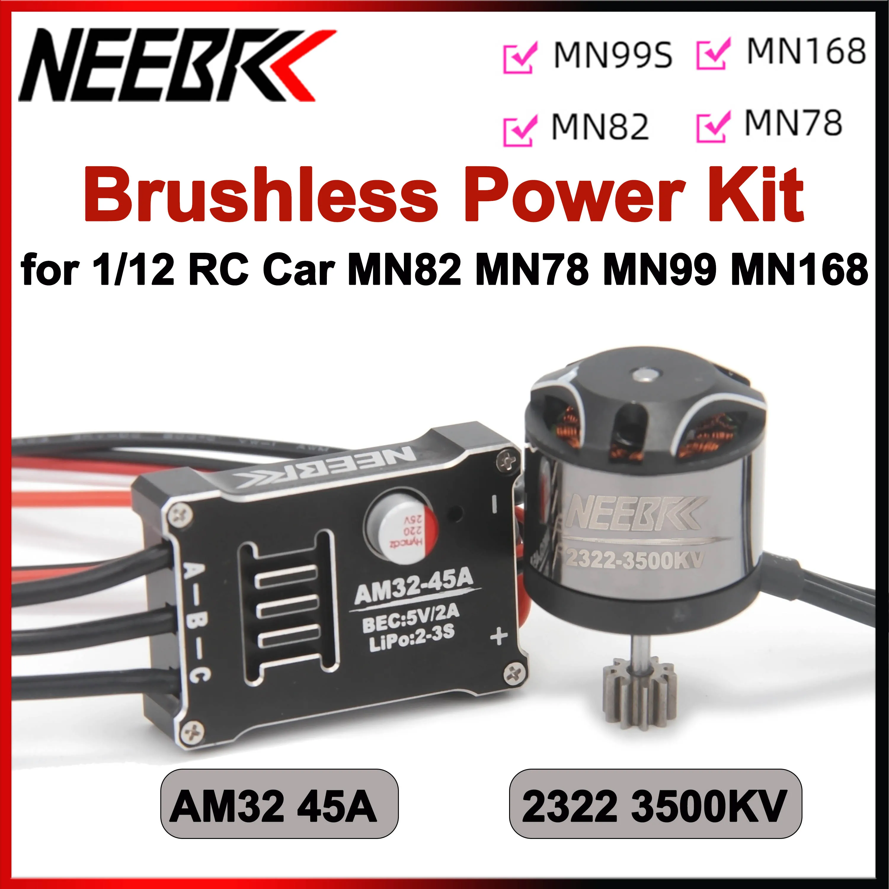 PIÙ NUOVO AM32 45A Custodia in metallo ESC SM3.0 T Plug 2322 3500KV Motore Brushless per 1/12 RC Car Crawler MN99 MN168 MN78 MN82 Kit di aggiornamento