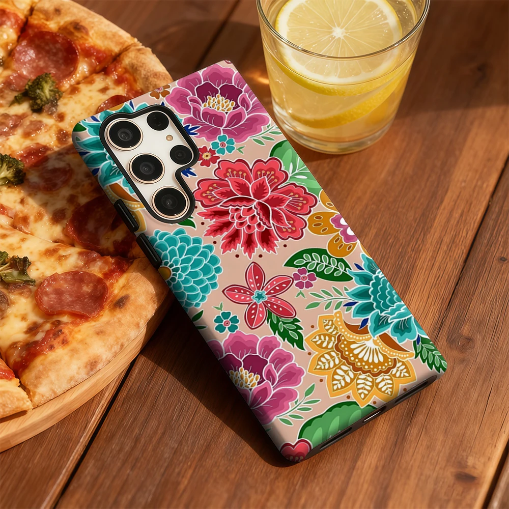 Чехол для телефона с яркими цветочными цветами для Samsung Galaxy S25 Ultra S24 S23 Ultra Plus, противоударная двухслойная задняя крышка
