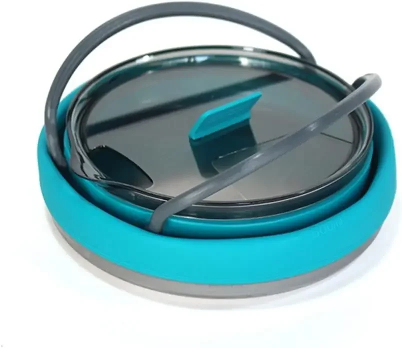 Outdoor Red and Green Travel Portable Heating Tea Coffee Rice Cooker Lightweight Silicone Folding Kettle with Handle