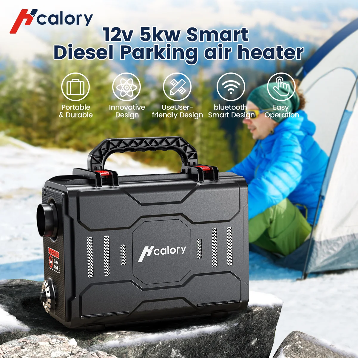 Hcalory HC-A01 12V 5KW Diesel Parking Air Heater Portable Toolbox bluetooth Remote Control Power Temperature Adjustable