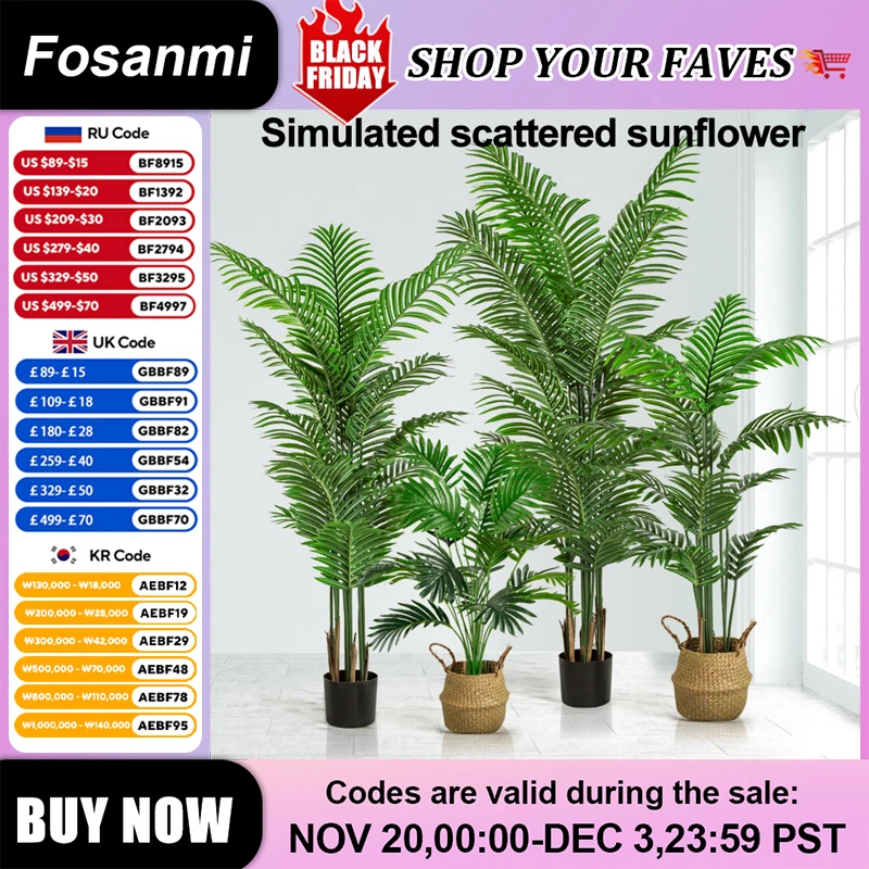 

100-210Cm Artificial Areca Palm Fake Green Plants Floor-Standing Ornaments Potted Landscaping Garden Pot Indoor Outdoor Decor