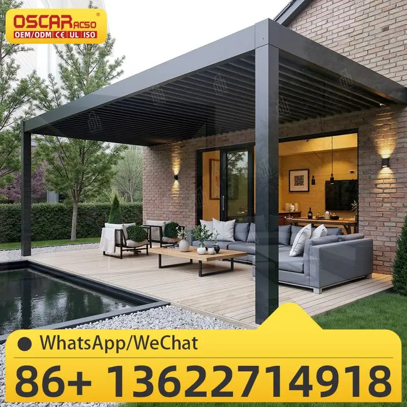 

Retractable Aluminum Waterproof Electric Bioclimate Pergola Gazebo for Garden Patio Backyard pergola