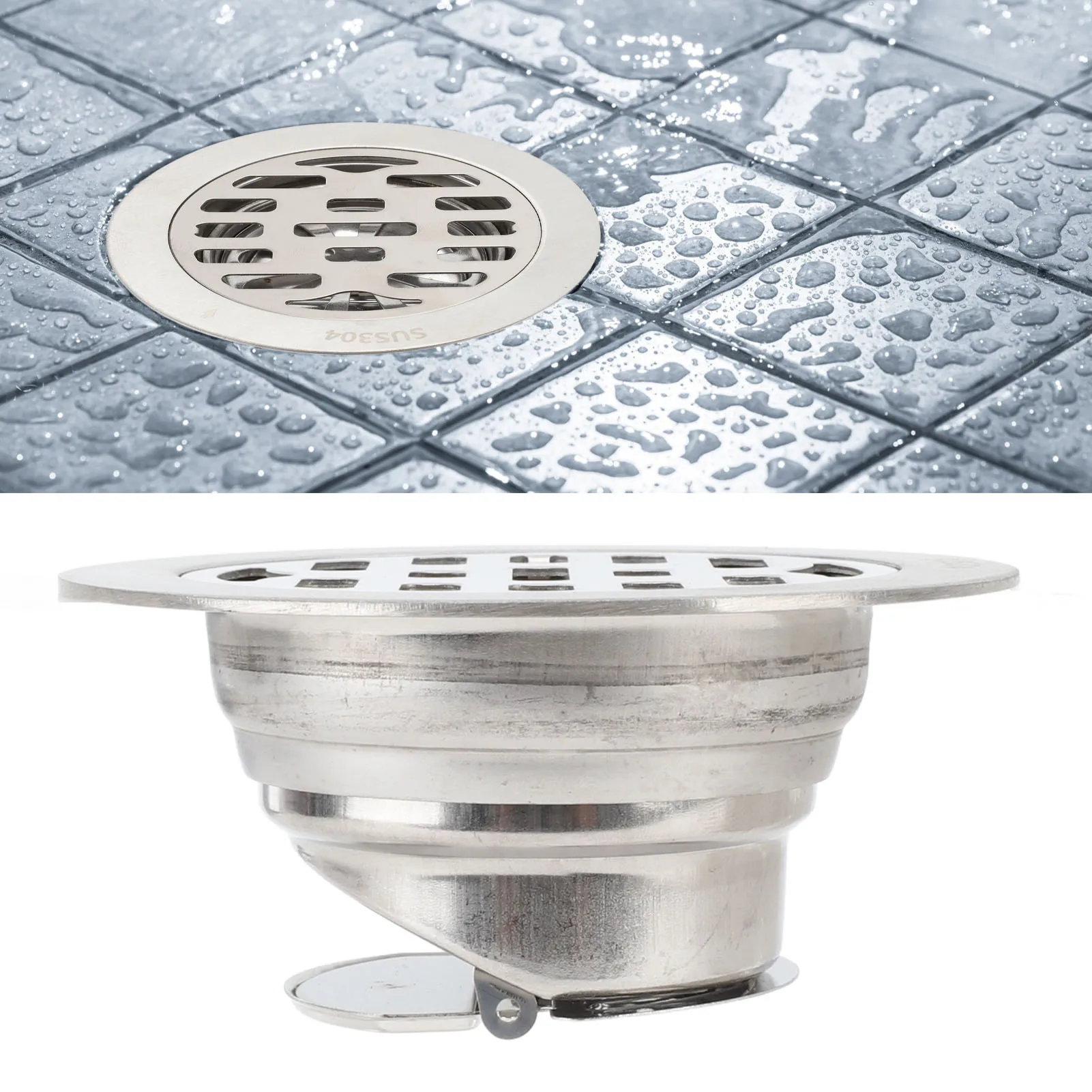 ZK40 Round Floor Drain 3.9in Stainless Steel Odor Proof High Flow Anti Slip Shower Drain Kit for 75mm Pipe Bathroom Hotel