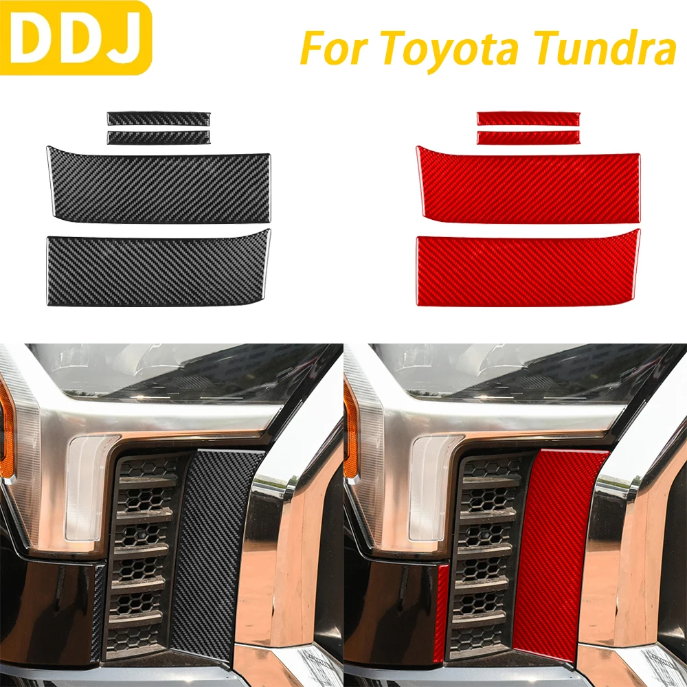 

For Toyota Tundra Sequoia 2022-2024 Car Accessories Carbon Fiber Front Headlight Side Panel Decorative Cover Decoration Sticker