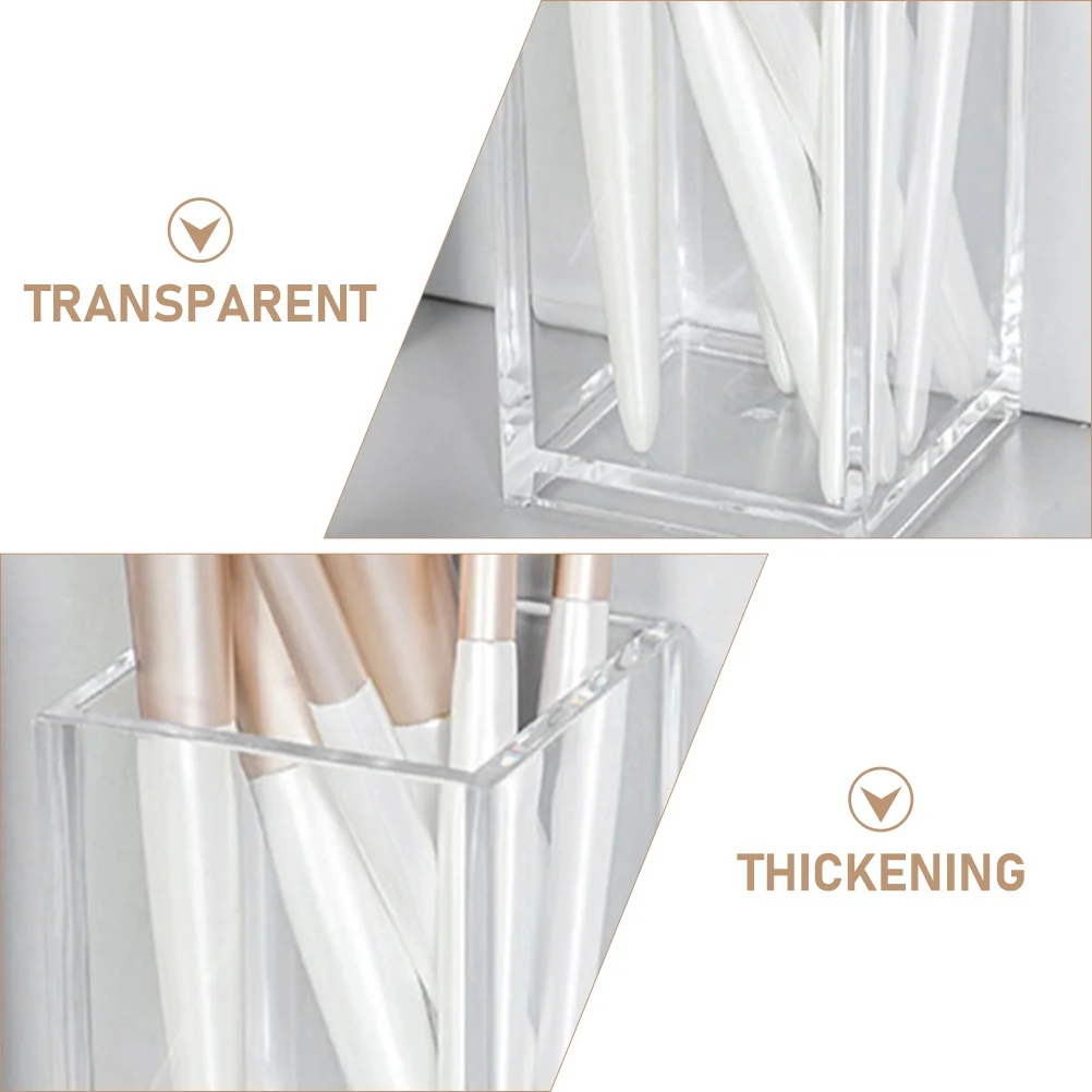 

4pcs Transparent Pen Storage Box Desktop Holder For Makeup Brushes Stationery Organizer Acrylic Container Multi-Functional Pen