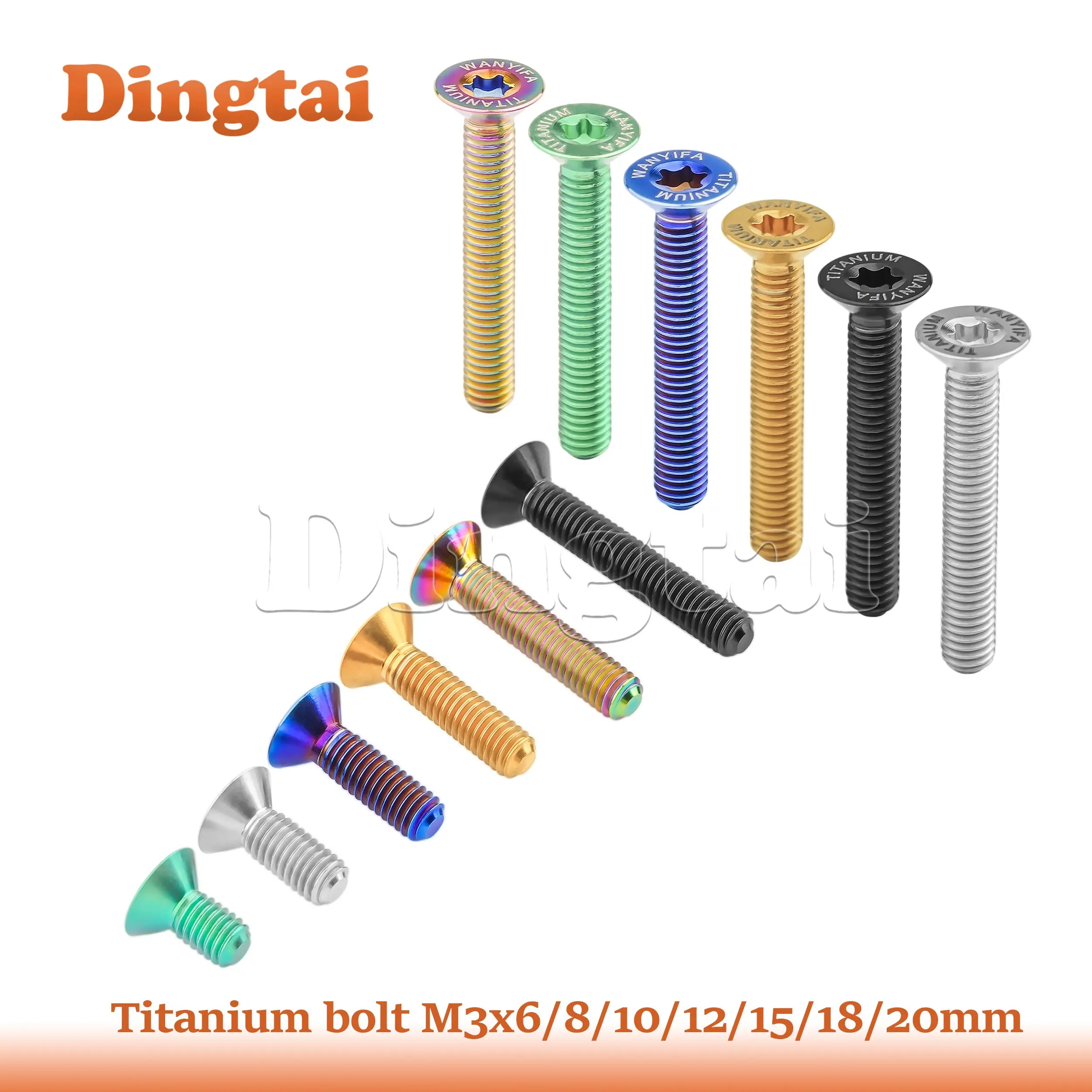 

Dingtai Titanium Bolt M3x6/8/10/12/15/18/20mm Countersunk Head Cap Screws With Laser Marking for Bicycle Screws