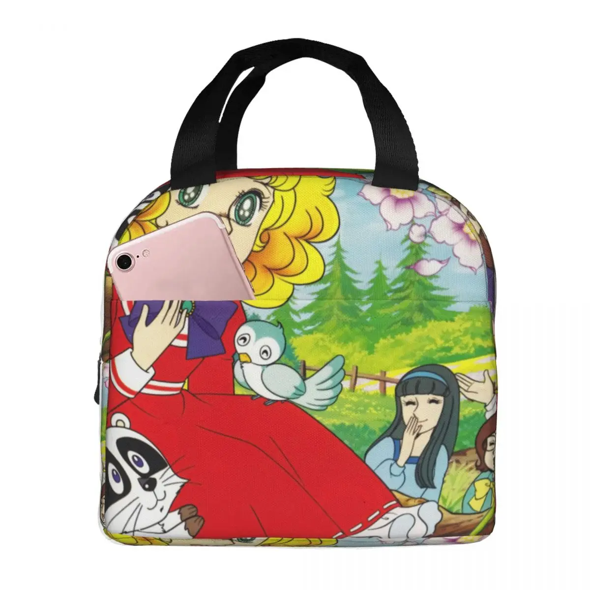 Girls Comics Animation Candy Candy Lunch Bag Women Thermal Cooler Insulated Lunch Box for Office