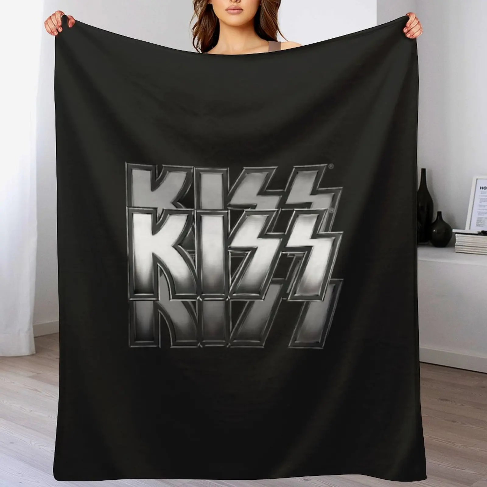 

KISS! KISS! KISS! simple logo design Throw Blanket Elegant Warm Throw Blanket for Hotel Home