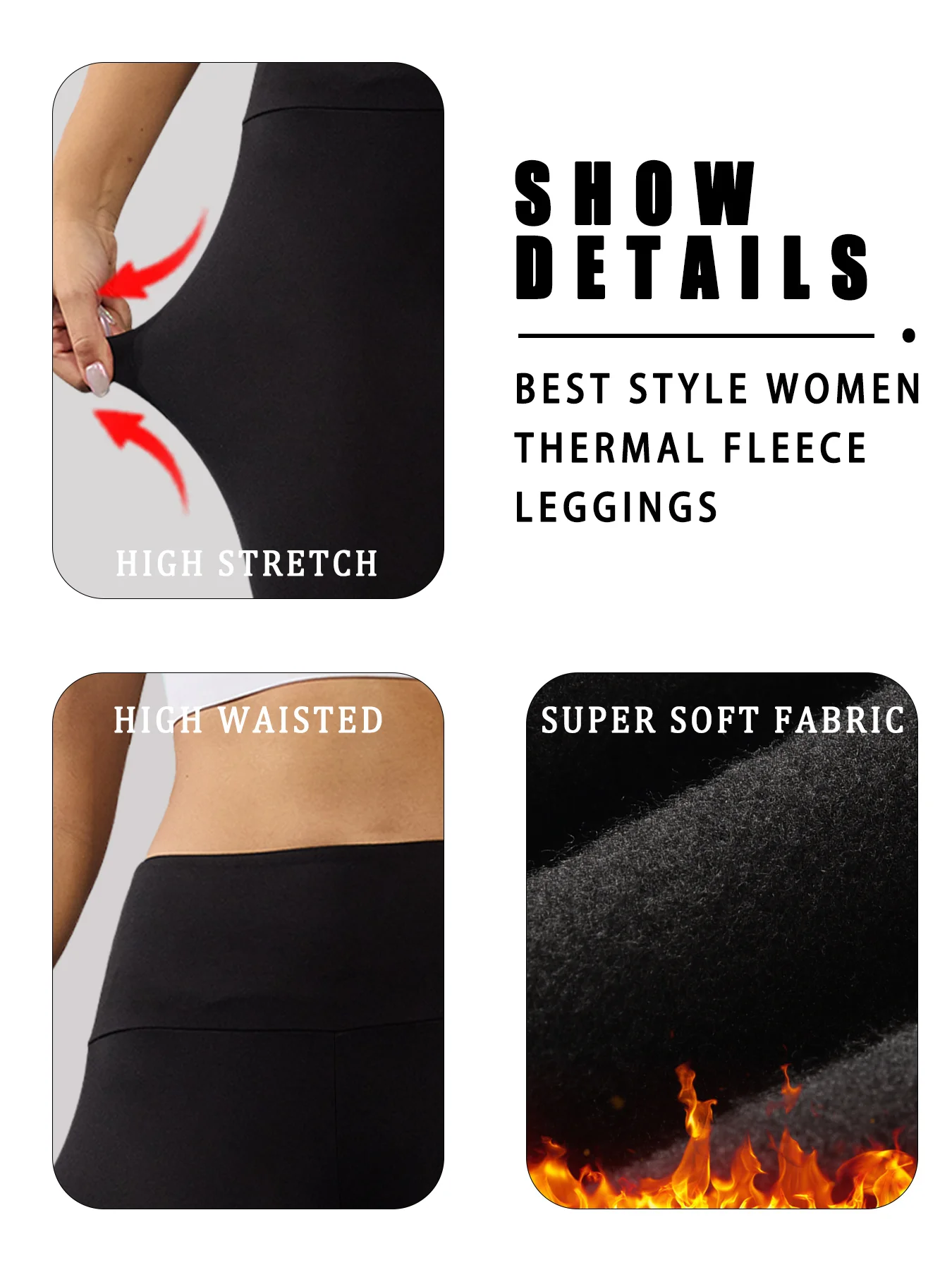 5 عبوات من سراويل اليوغا النسائية الحرارية المبطنة بالصوف عالية الخصر للشتاء الدافئ الناعم سراويل اليوغا الجوارب السميكة للتمرين #3