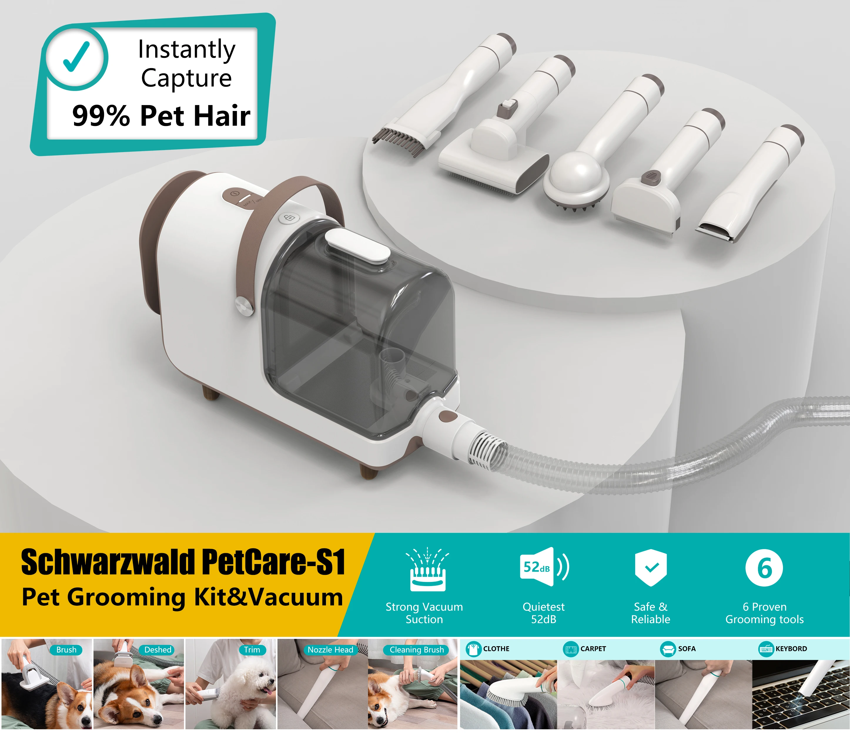 Pet Grooming Kit Vacuum  Dog Paw Cleaner Portable Pet Cleaning