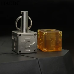 HAEDC Question Mark Square Titanium Alloy Pendant Key Braided Rope Hanging Buckle Rope Pendant Creative Tool