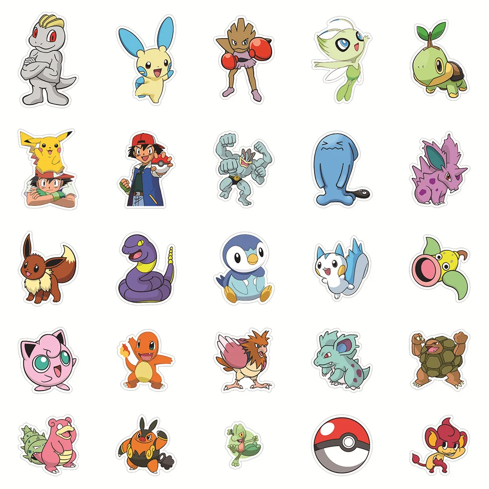 10/30/50/100PCS Anime Pokemon Stickers Cool Decals PVC Decoration DIY Suitcase Fridge Phone Skateboard Cartoon Sticker Toy Gift