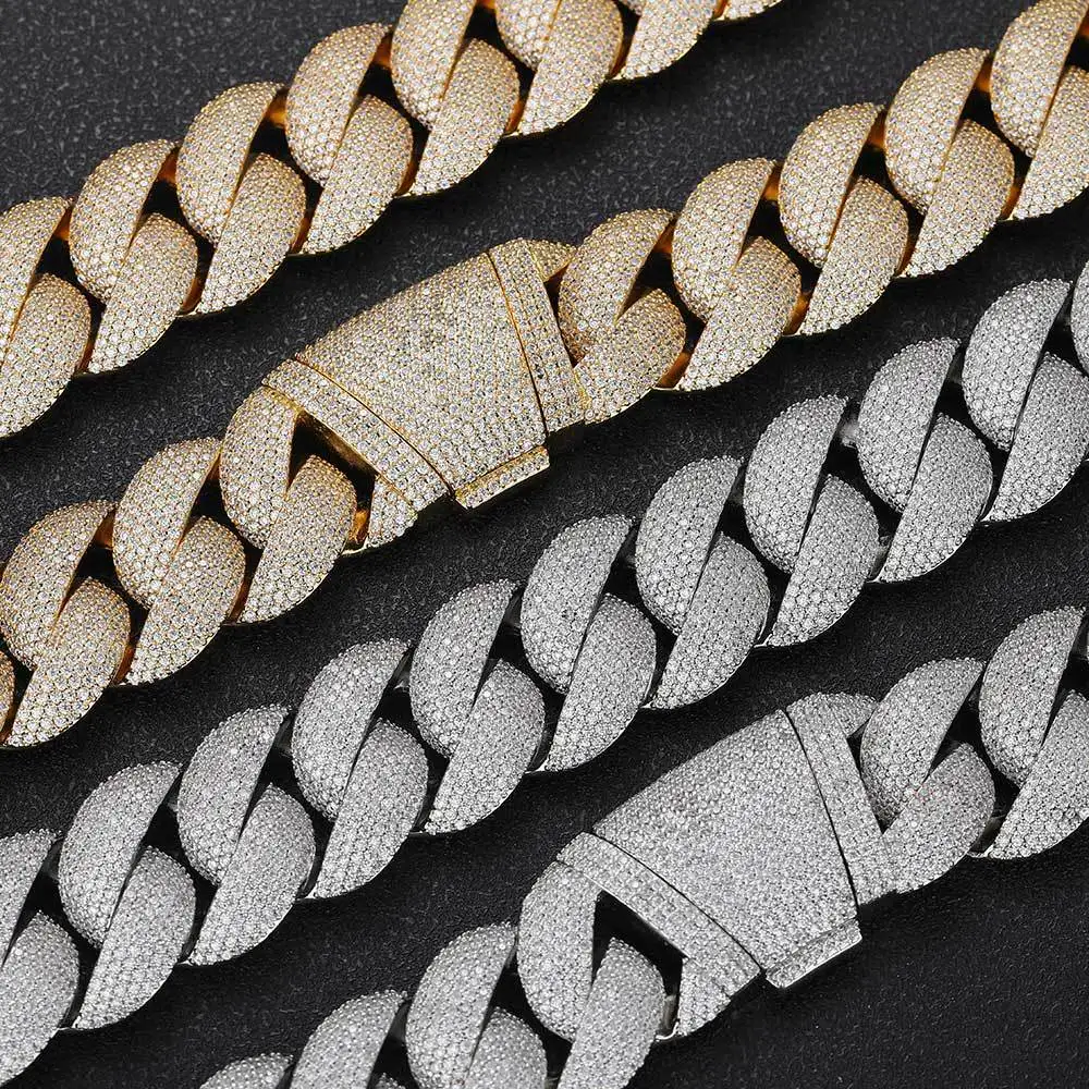 

Luxury Jewelry 24mm Diamond Chain Men Iced Out Bling CZ Silver/Gold Plated Rapper Hip Hop Thick Cuban Link Necklace Gift for Him