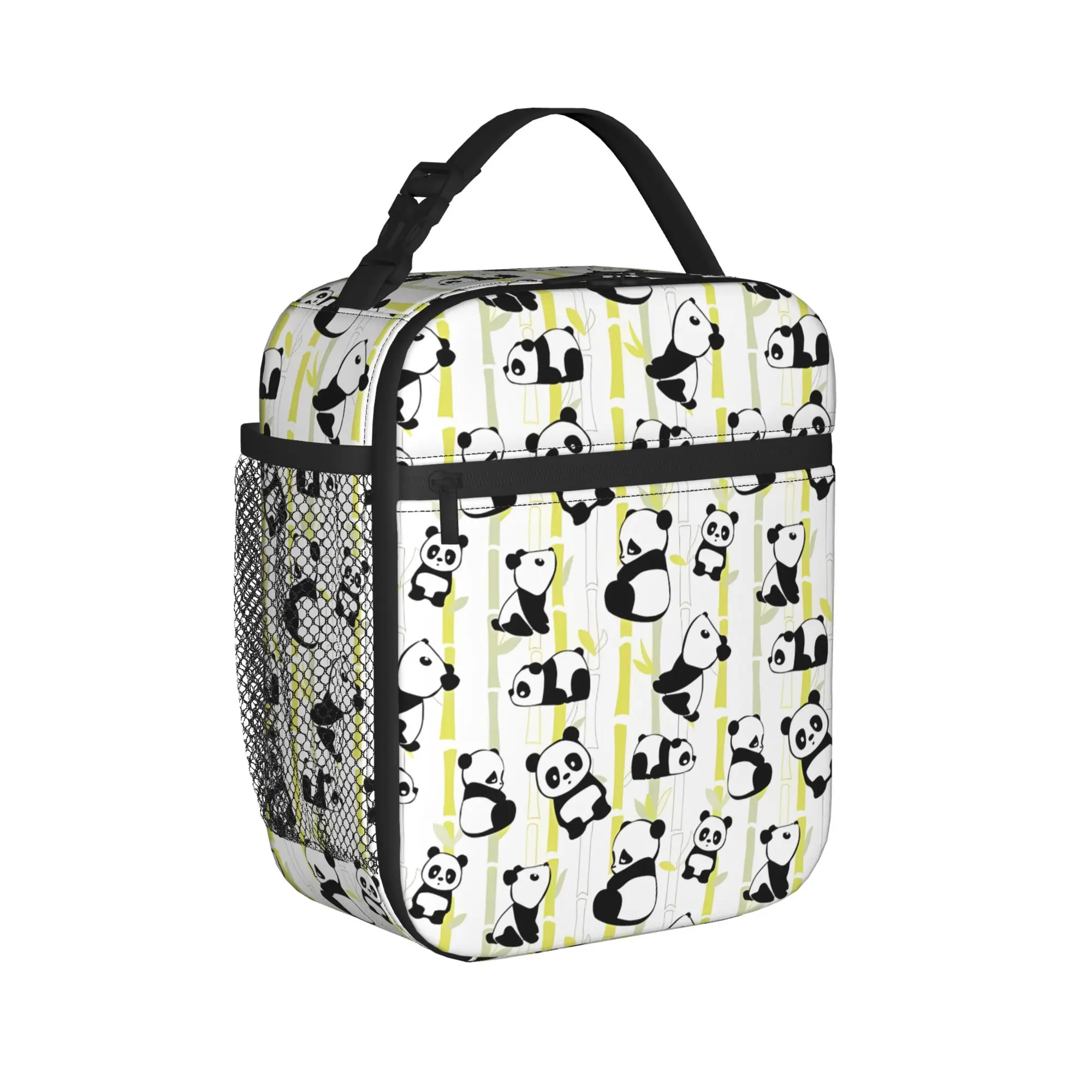 Panda And Bamboo Lunch Bag  Portable Insulated Lunch Box Adult Outdoor Picnic Print Cooler Bag Fun Oxford Thermal Lunch Bags