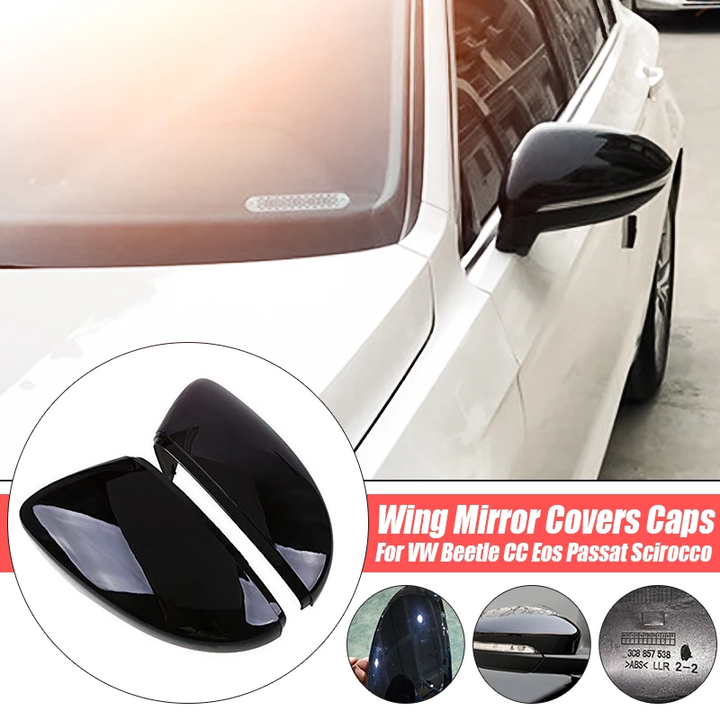 Wing Side Mirror Cover Cap Fit For VW Beetle CC Eos Passat Jetta Scirocco Gloss black,Car Accessories