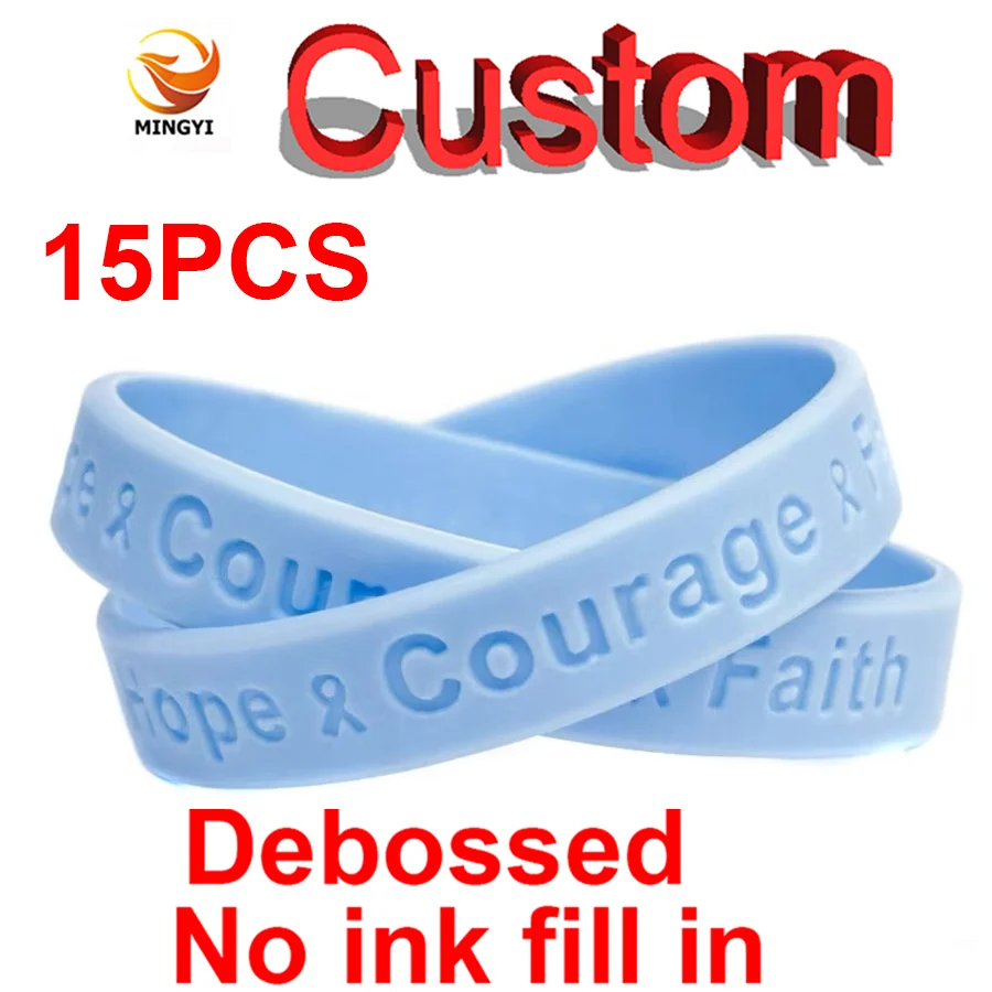 

15PCS Debossed Bracelet Without Color Fill In Customizable LOGO ID SOS Bracelet Engraved Custom Silicone Wristband