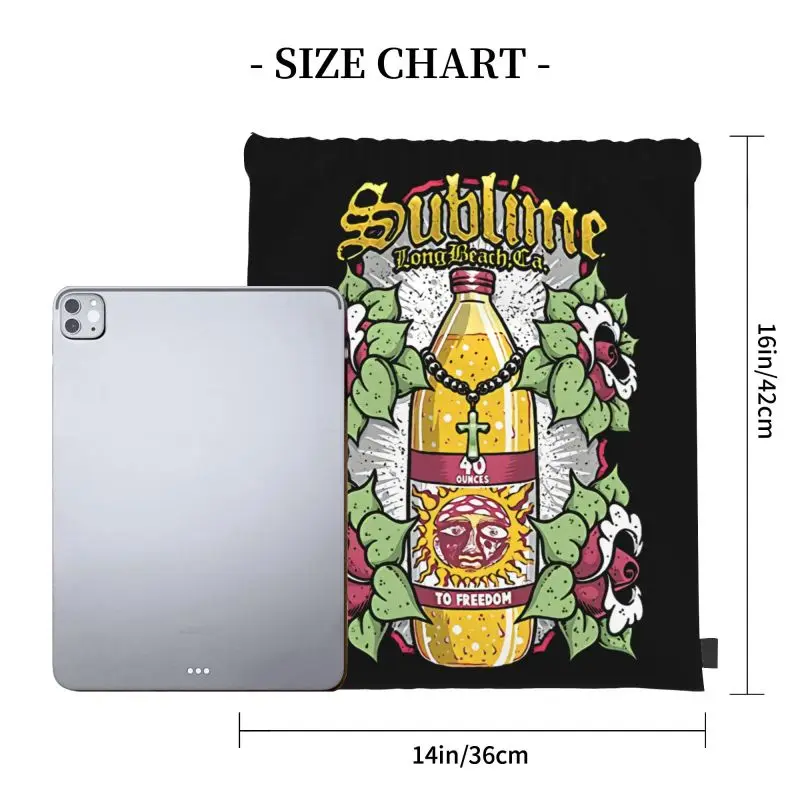 Sublime 40 Oz. Bottle To Freedom Lbc Rock Band Drawstring Bags Gym Bag Travel Eco Friendly