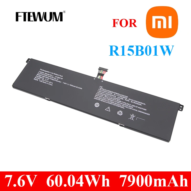 

Laptop Battery R15B01W 7.6V 60.04Wh 7900mAh For Xiaomi Pro 15.6" Series Notebook GTX TM1701 171501-AQ AF FD AL i5 8250U i3 8130U