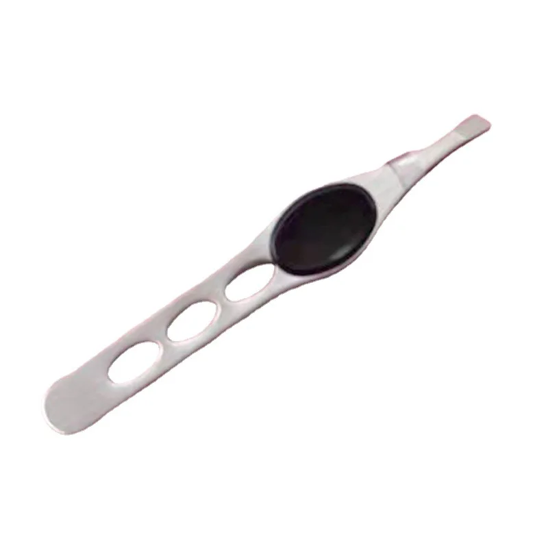 Pinça plana de fibra de precisão, extensões de cílios, aperto de diamante, antiderrapante, premium, aço inoxidável, boca oblíqua, ferramentas de maquiagem, 1 peça