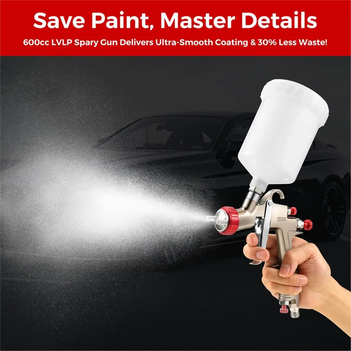 R500 LVLP Airbrush Car Makeup Painting for Model Cake Painting Nail Art Car 1.3mm 600cc DIY Tool