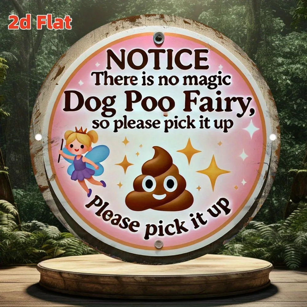 

Vintage Fairy Tale "Please Pick Up the Dog Poop" Metal Tin Sign - Waterproof & Dustproof Aluminum Wall Plaque with Girl