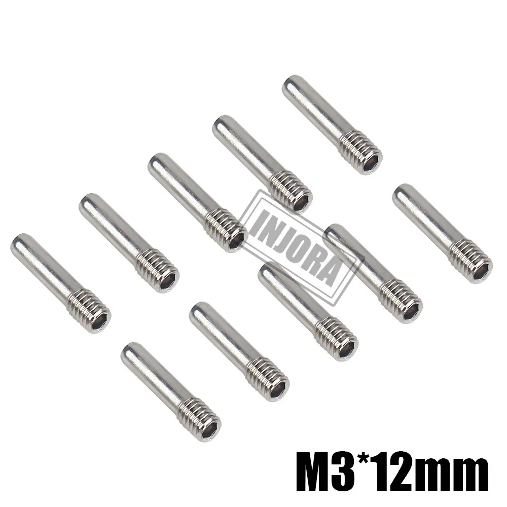 INJORA 10Pcs Stainless Steel M3 M4 Headless Hexagon Driveshaft Screw Pins for 1/10 RC Car Crawler