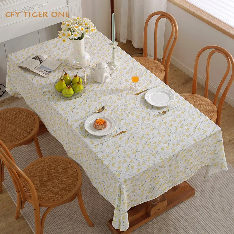 American Style Countryside Fresh Floral Tablecloth Antifouling Rectangular Tablecloth Oil Resistant Coffee Table Mat Table Cover