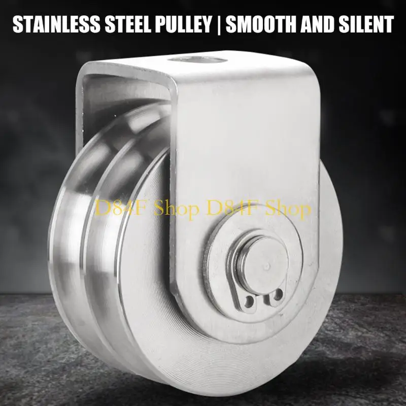 D84F Double Grooves Stainless Steel Pulley Cable Fixed Pulley Block for Construction and Manufacturing Use